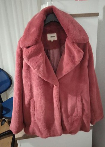 Bordo Midi Peluş Kadın Kaban - Görsel 2