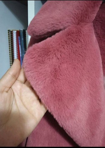 Bordo Midi Peluş Kadın Kaban - Görsel 4