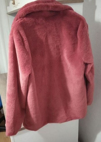 Bordo Midi Peluş Kadın Kaban - Görsel 3