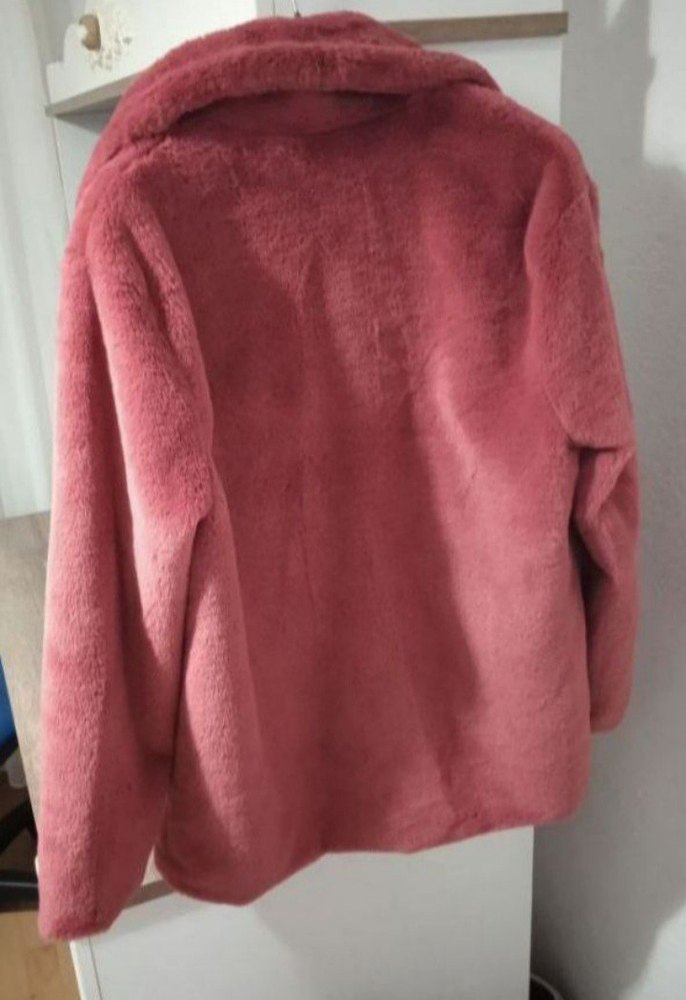 Bordo Midi Peluş Kadın Kaban - Görsel 3