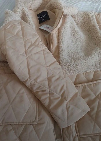 Kürklü Bej Kadın Kışlık Ceket - Görsel 5