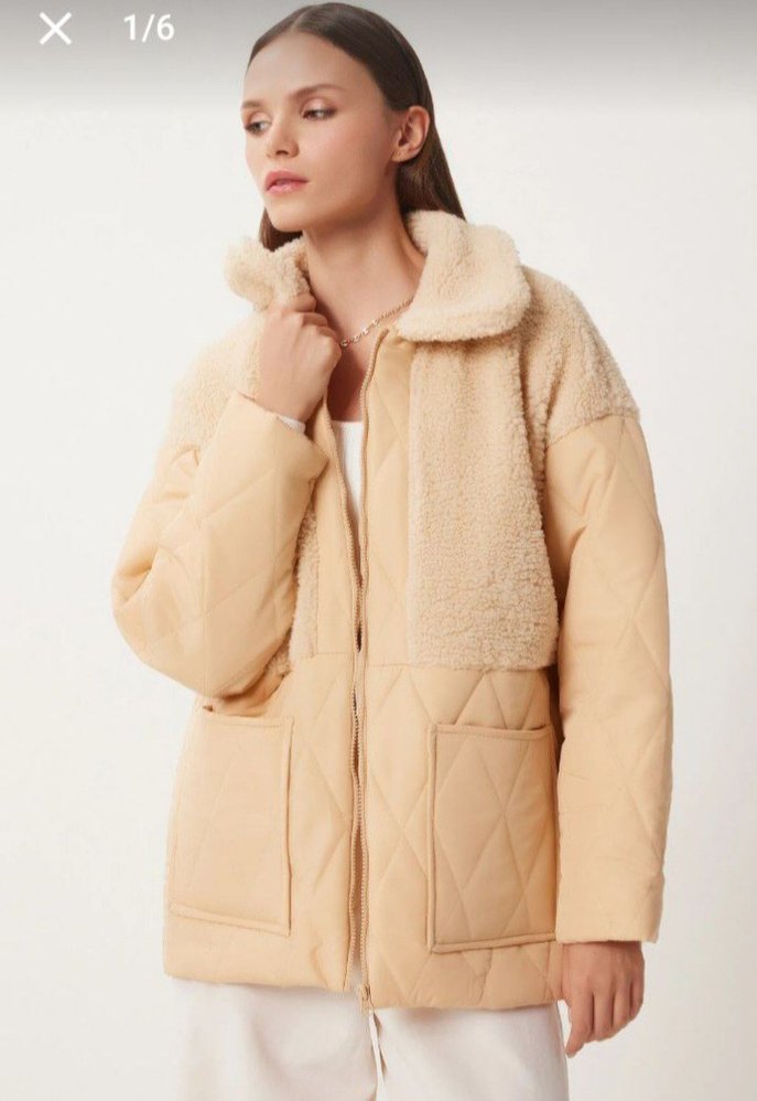 Kürklü Bej Kadın Kışlık Ceket - Görsel 3