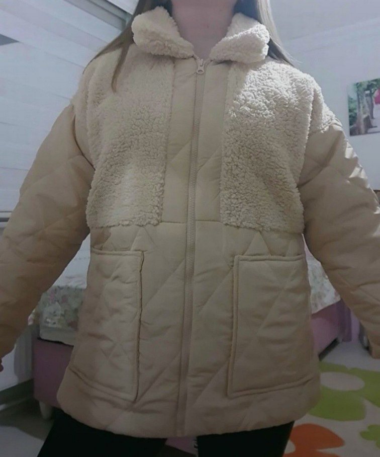 Kürklü Bej Kadın Kışlık Ceket - Görsel 4