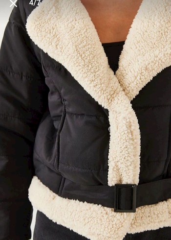 Kürklü Siyah Kadın Kışlık Ceket - Görsel 2