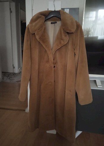 Bej Uzun Süet Kürklü Kadın Kaban - Görsel 3