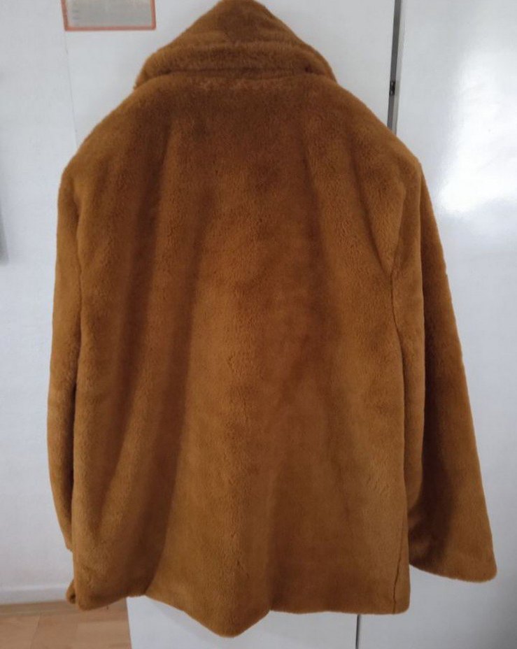 Kahverengi Kadın Peluş Midi Mont - Görsel 3