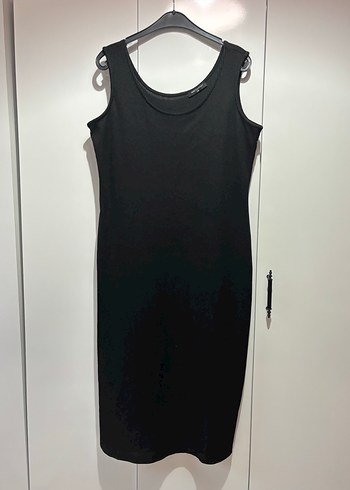 Düğmeli Siyah V Yaka Uzun Kollu Triko Elbise - Görsel 2