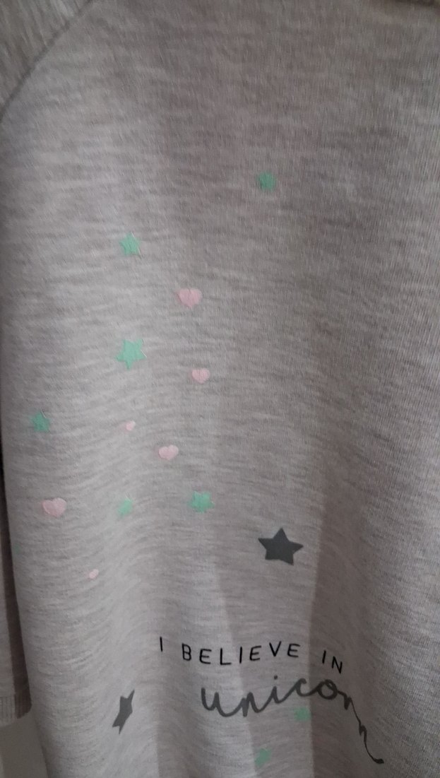 Kız Çocuk Gri Uzun Kollu Unicorn Baskılı Sweatshirt - Görsel 4