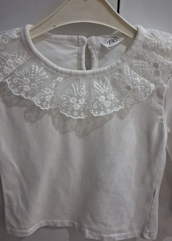 Kız Çocuk Beyaz Dantel Detaylı Bluz - Görsel 2