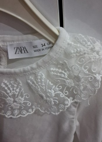 Kız Çocuk Beyaz Dantel Detaylı Bluz - Görsel 3