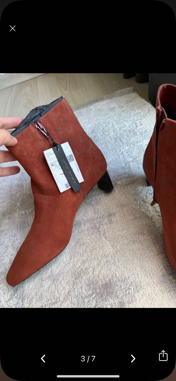 Kahverengi Süet Stiletto Topuklu Kadın Bot - Görsel 2