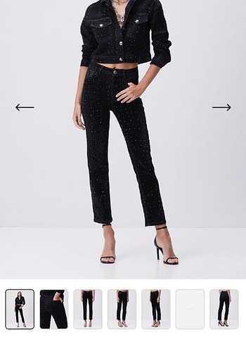 Siyah taşlı pantolon - Görsel 3
