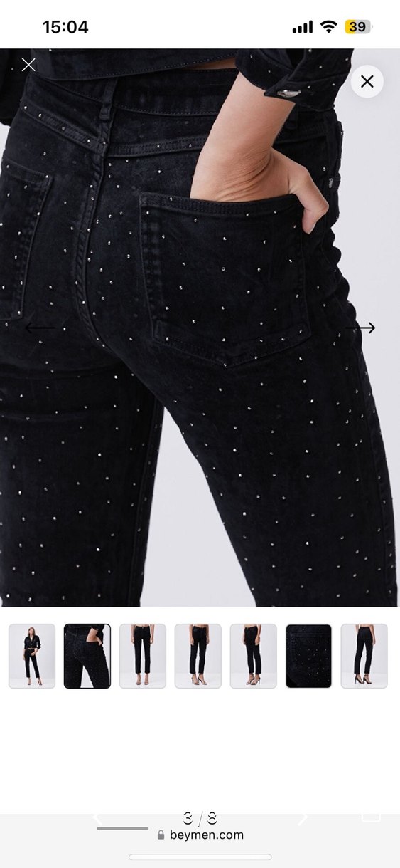Siyah taşlı pantolon - Görsel 4