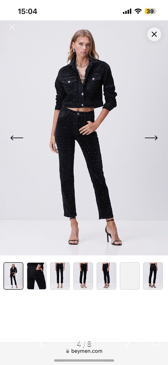 Siyah taşlı pantolon - Görsel 3