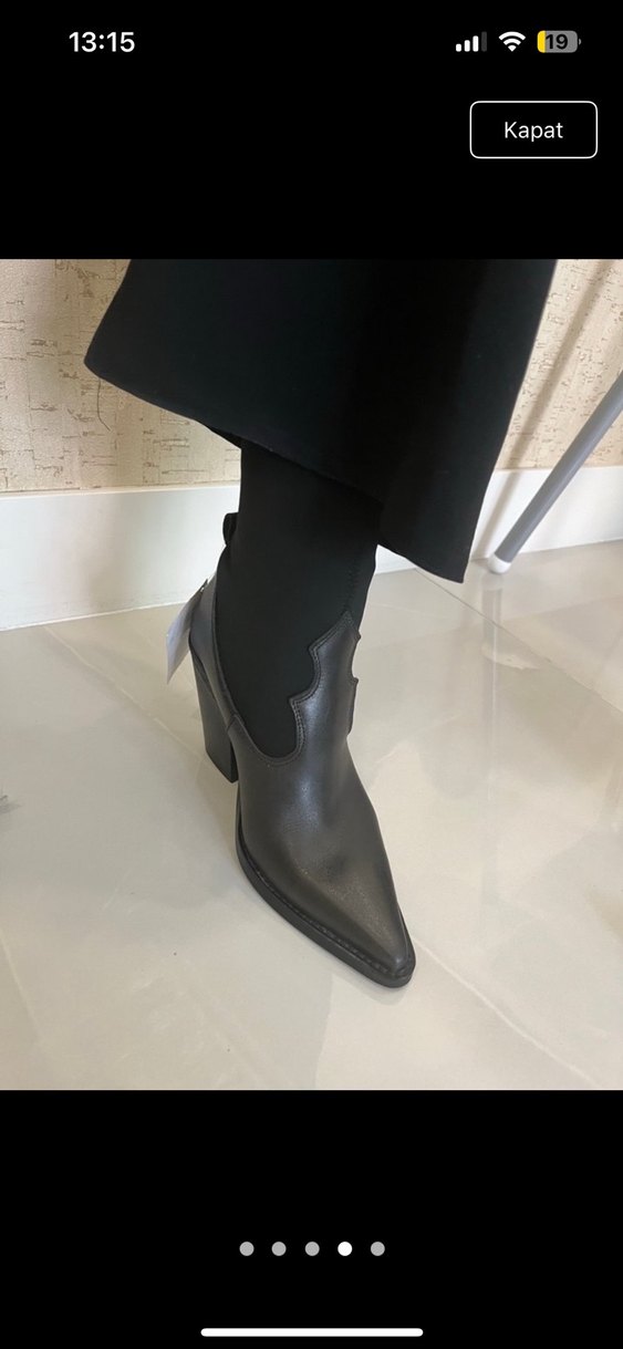 Siyah Deri Stiletto Topuklu Gotik Kadın Bot - Görsel 4