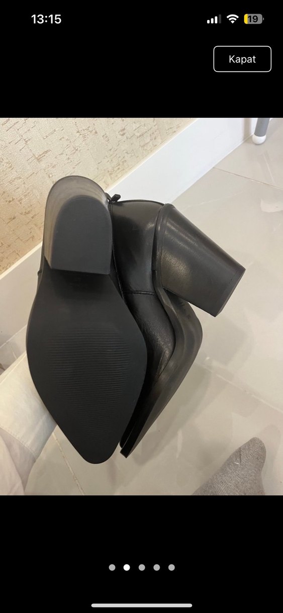 Siyah Deri Stiletto Topuklu Gotik Kadın Bot - Görsel 2