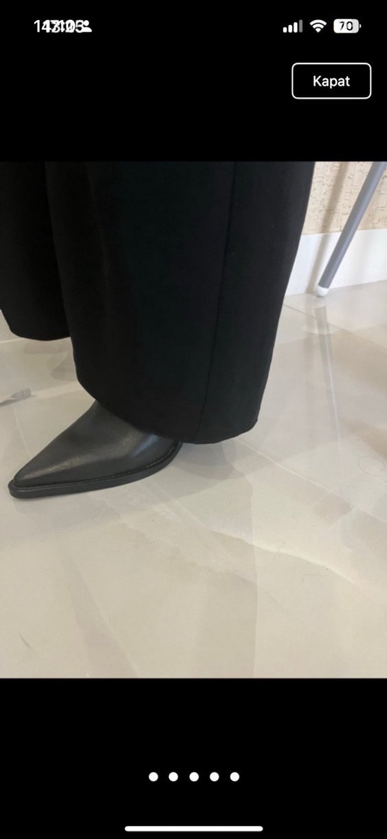 Siyah Deri Gotik Stiletto Botlar - Görsel 2