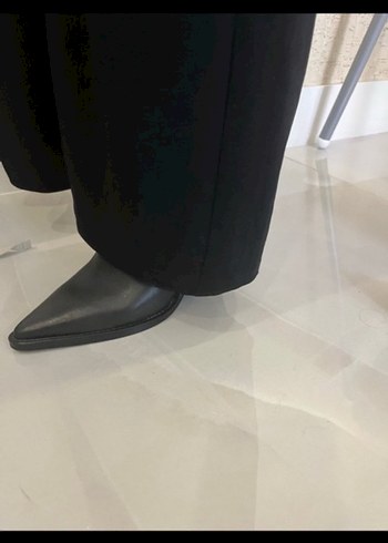 Siyah Deri Gotik Stiletto Botlar - Görsel 2