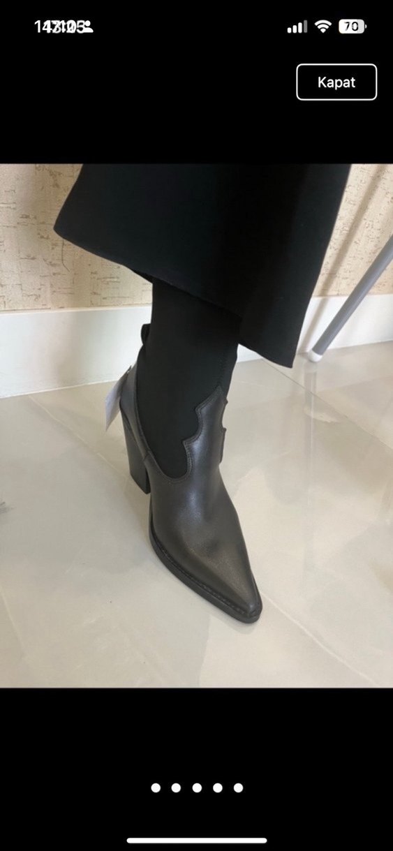 Deri Kadın Stiletto Topuklu Siyah Goth Çizme - Görsel 3