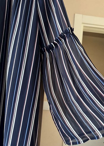 Çizgili Midi Elbise - Görsel 2