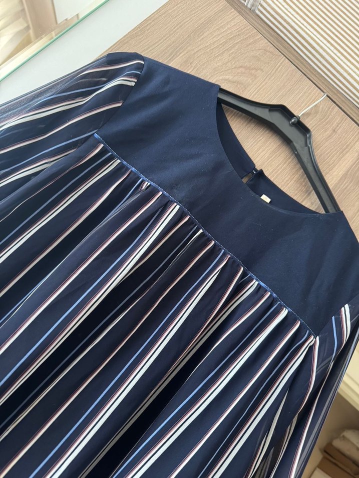 Çizgili Midi Elbise - Görsel 3