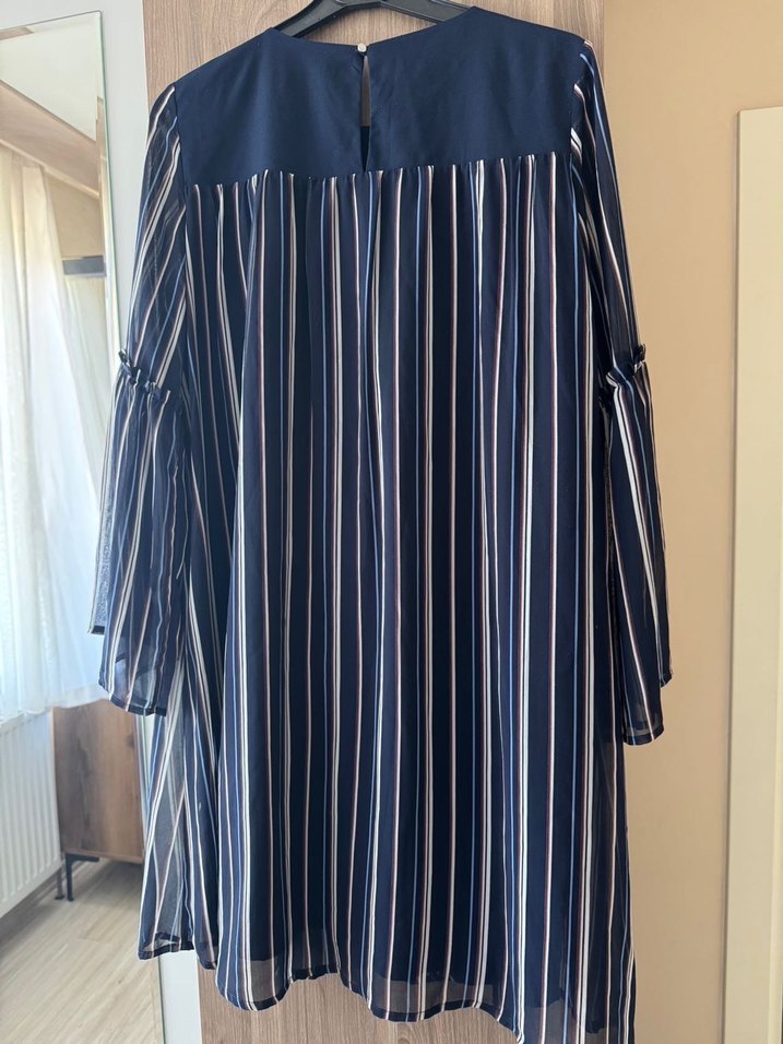 Çizgili Midi Elbise - Görsel 4