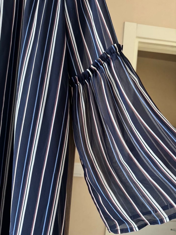 Çizgili Midi Elbise - Görsel 2