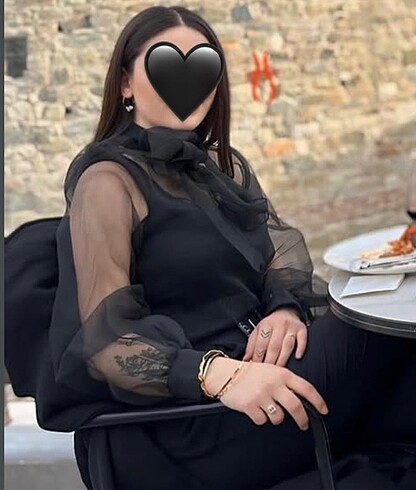38 Beden siyah Renk Transparan tül bluz