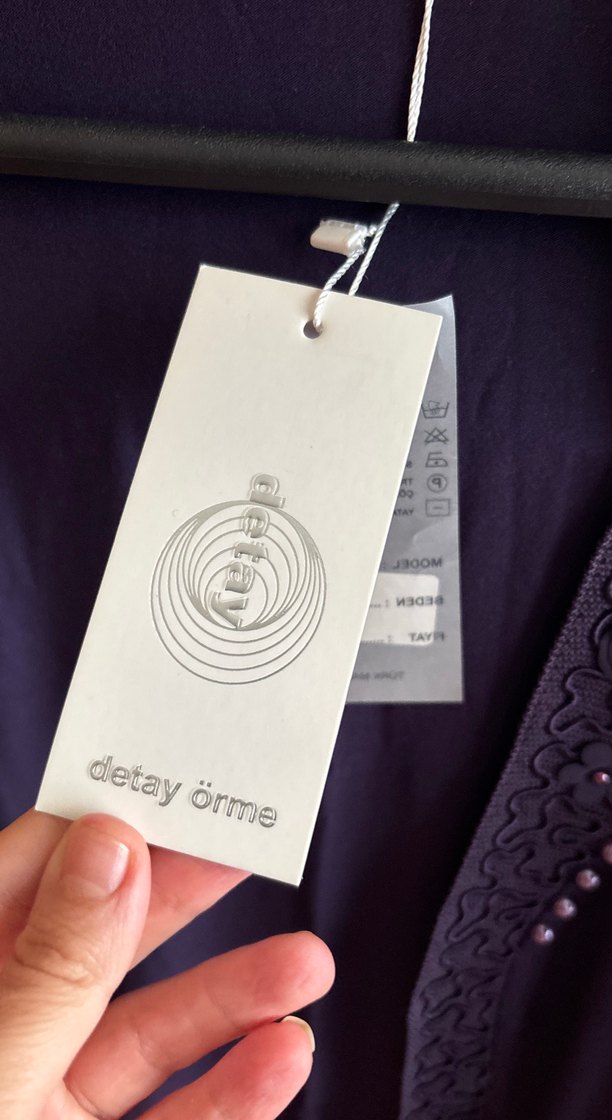 Düğmeli Nakışlı Uzun Kollu Mor İkili Takım - Görsel 3