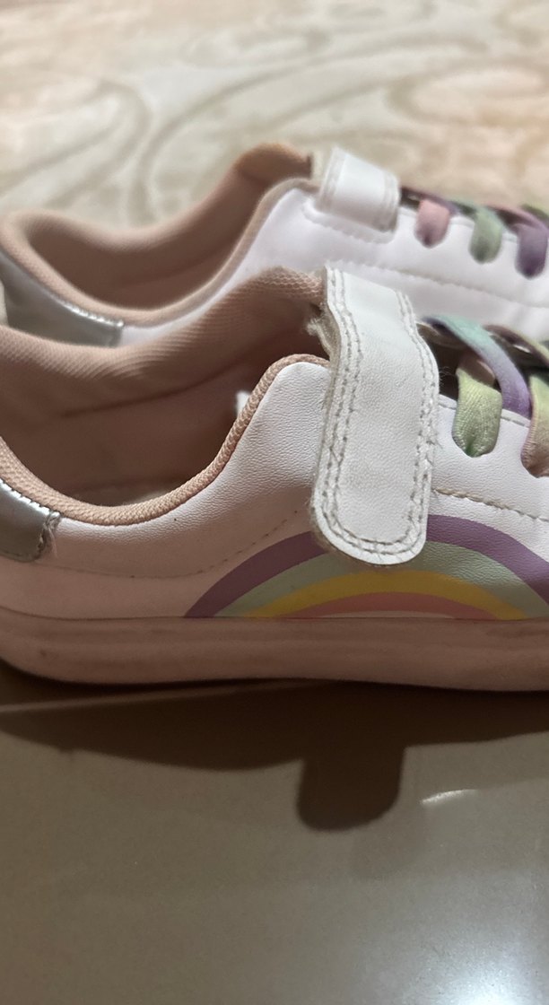 Kız Çocuk Beyaz Bağcıklı ve Cırt Cırtlı Sneaker - Görsel 2