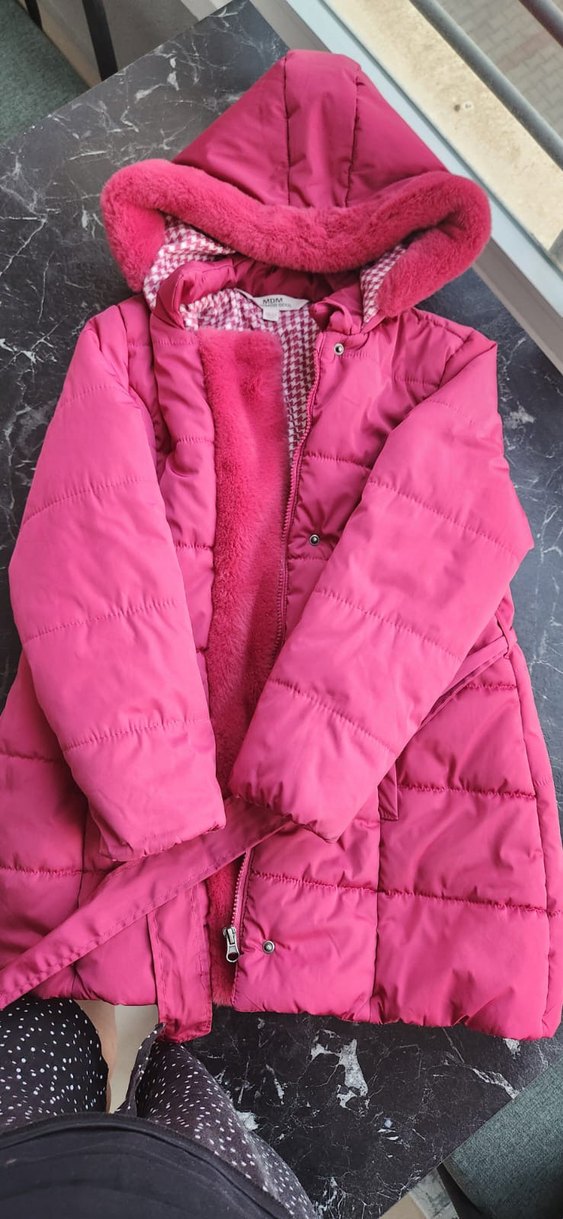 Kürklü Kapüşonlu Pembe Kız Mont - Görsel 4