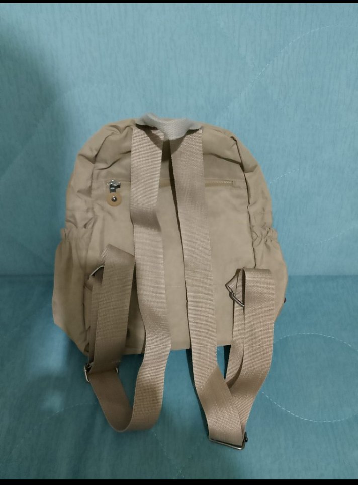 krinkıl Bej Süet Fermuarlı Kadın Sırt Çantası - Görsel 3