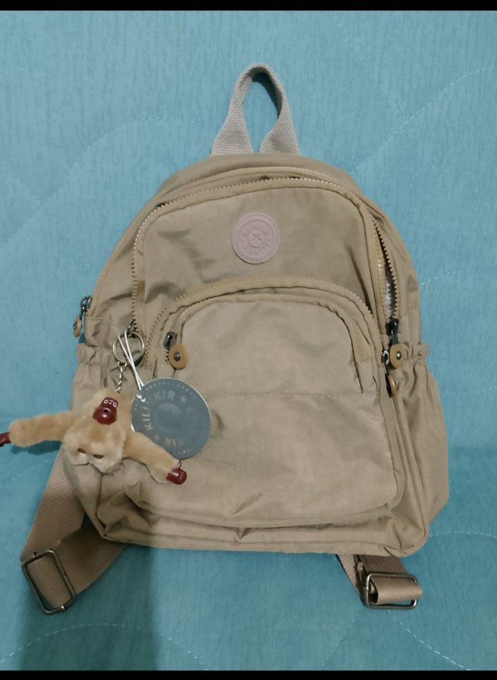 krinkıl Bej Süet Fermuarlı Kadın Sırt Çantası - Görsel 2