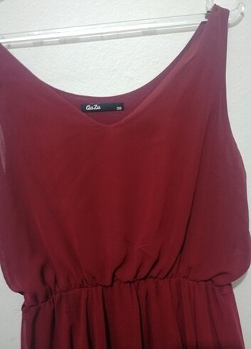 Bordo abiye şifon elbise - Görsel 3