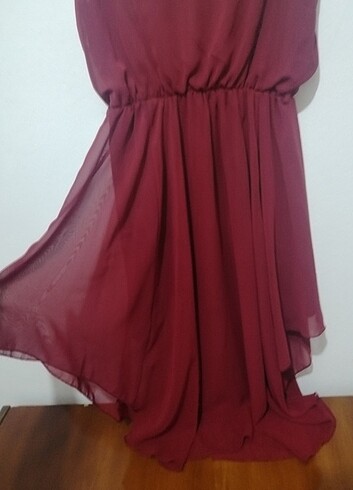 Bordo abiye şifon elbise - Görsel 2