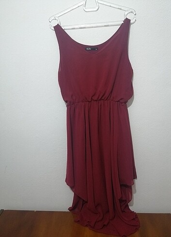 Bordo abiye şifon elbise - Görsel 5