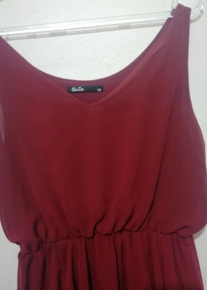 Bordo abiye şifon elbise - Görsel 3