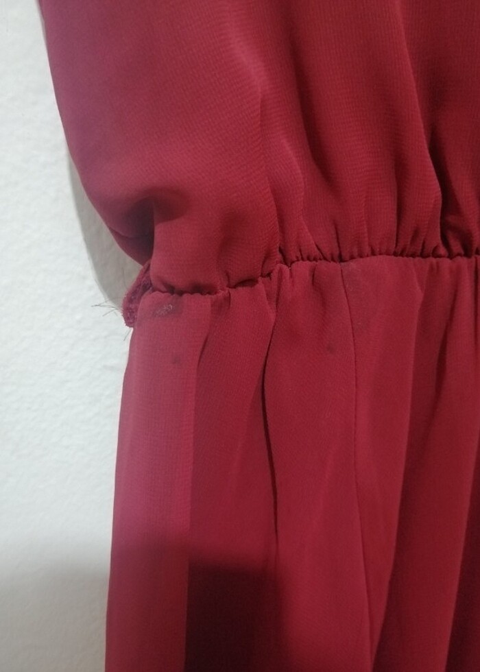 Bordo abiye şifon elbise - Görsel 4