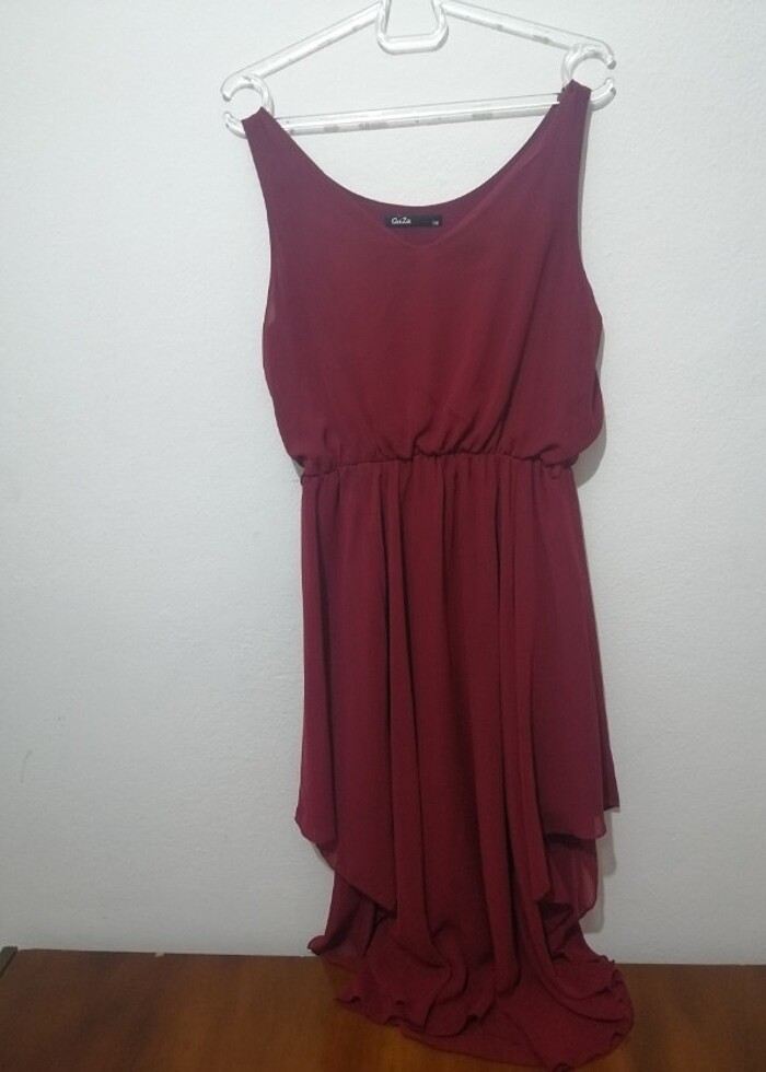 Bordo abiye şifon elbise - Görsel 5