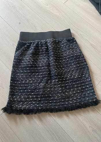 Siyah Örgü Mini Etek