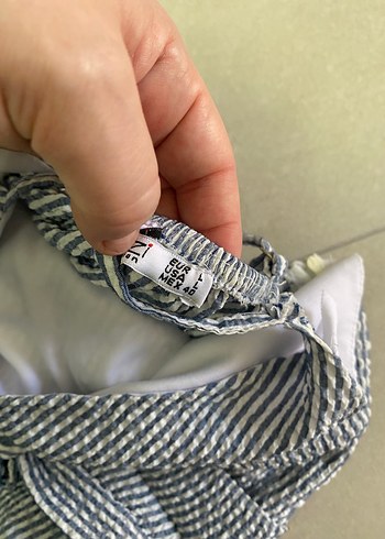 Diğer Kadın mavi beyaz çizgili Askılı Midi Denim Tulum