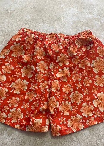 Çiçek Desenli turuncu  Erkek Mini deniz  şortu - Görsel 3