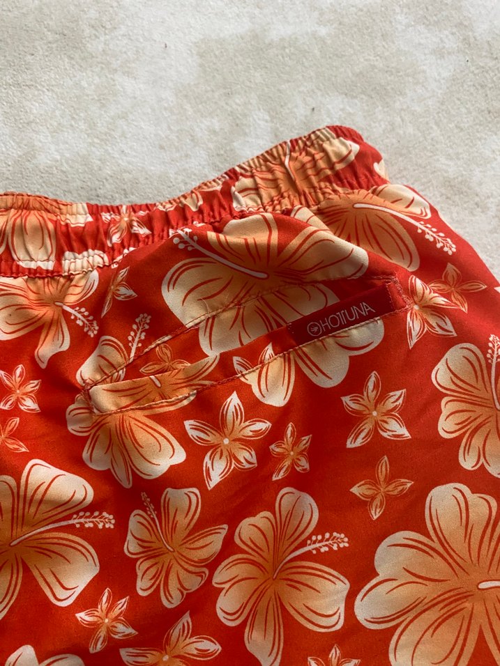 Çiçek Desenli turuncu  Erkek Mini deniz  şortu - Görsel 4