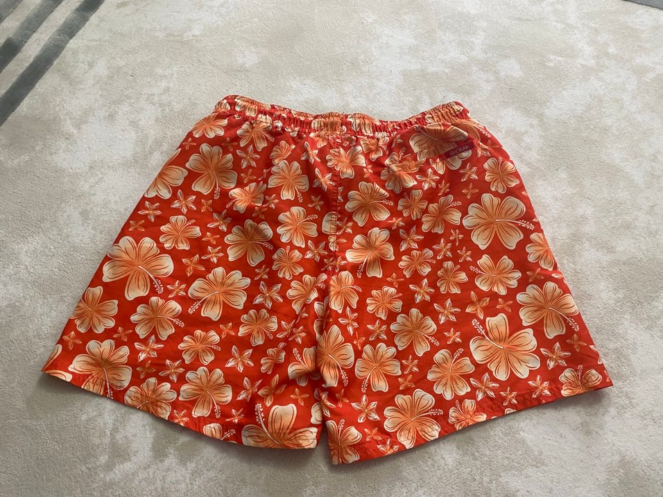 Çiçek Desenli turuncu  Erkek Mini deniz  şortu - Görsel 3