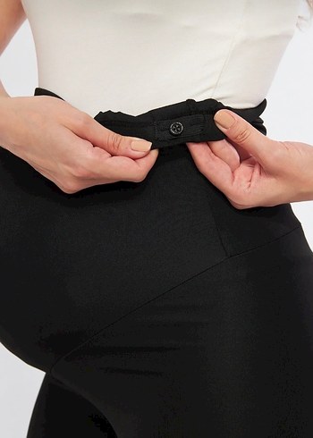 Siyah Biker Fit Hamile Kısa Tayt - Görsel 6