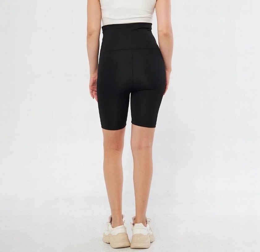 Siyah Biker Fit Hamile Kısa Tayt - Görsel 4