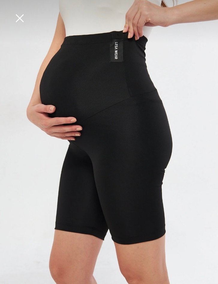 Siyah Biker Fit Hamile Kısa Tayt - Görsel 3