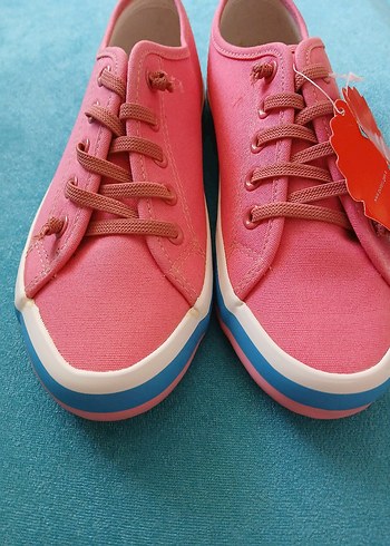 Pembe Elastik Bağcıklı Kadın Spor Ayakkabı