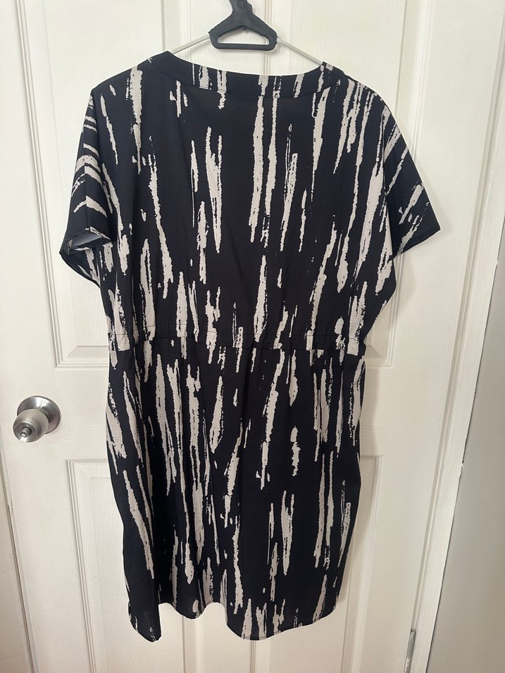 Bağcıklı Siyah Gri elbise - Görsel 5