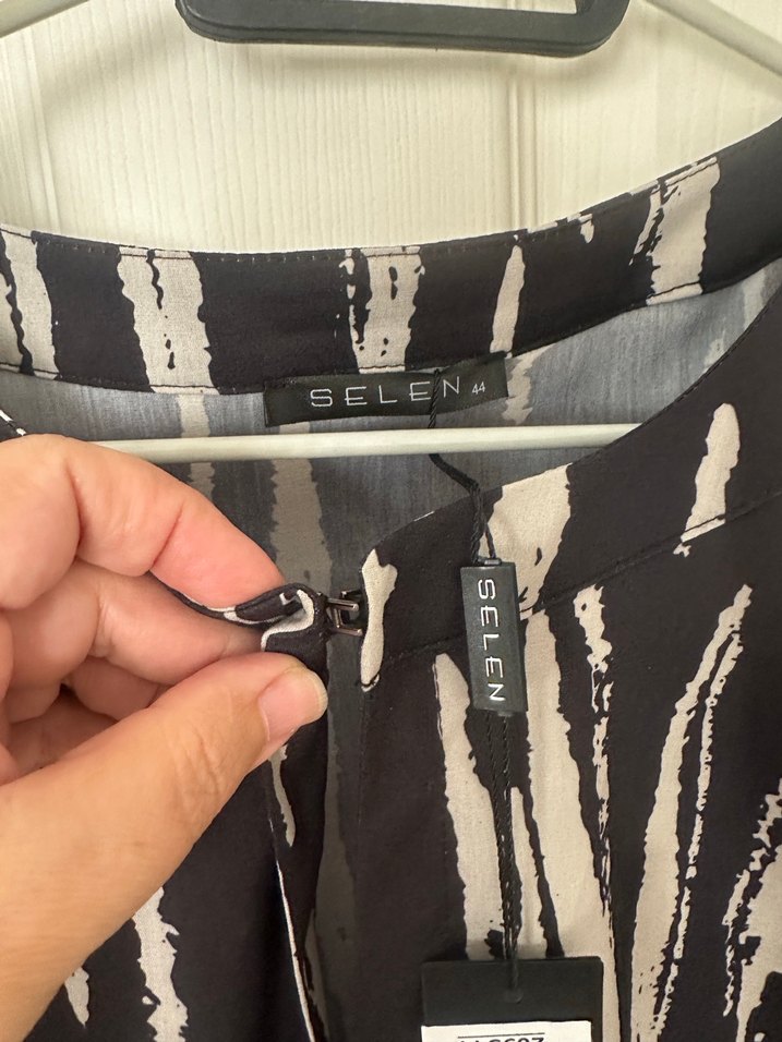 Bağcıklı Siyah Gri elbise - Görsel 3